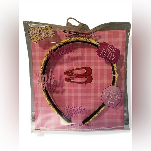 Revolution Accessories - Revolution Yellow & Black Braided Headband with Red Snap Clips